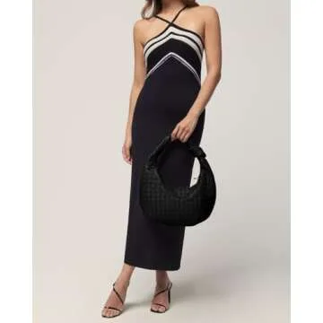 Woven Purse - Woven Tote bag for Women - Knotted Large Slouchy Hobo Shoulder Handbags - Soft Vegan Leather - Black