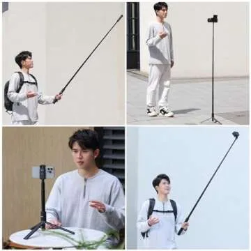 ULANZI 59in Invisible Selfie Stick Tripod TT52 Extendable Pole Selfie Stick Handle Grip Adjustable f...