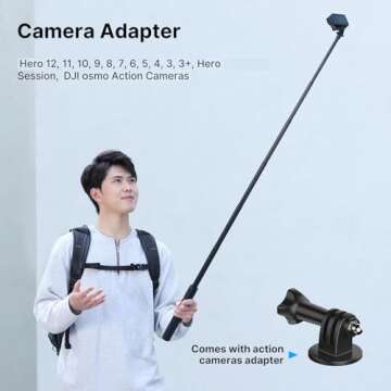 ULANZI 59in Invisible Selfie Stick Tripod TT52 Extendable Pole Selfie Stick Handle Grip Adjustable for INSTA360 X4 X3 Video Shooting w Adapter for Action Camera Hero 13 12, 11, 10, 9, 8, 7, 6, 5 etc