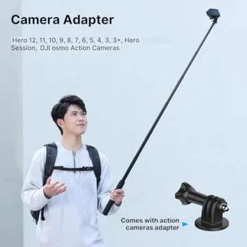 ULANZI 59in Invisible Selfie Stick Tripod TT52 Extendable Pole Selfie Stick Handle Grip Adjustable for INSTA360 X4 X3 Video Shooting w Adapter for Action Camera Hero 13 12, 11, 10, 9, 8, 7, 6, 5 etc