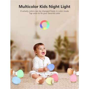 MediAcous Night Lights for Kids Room, Baby Night Light with 7 Colors Changing & Dimming Function, Rechargeable Kids Night Light with 1 Hour Timer & Touch Control, Up to 100H, Wood Grain