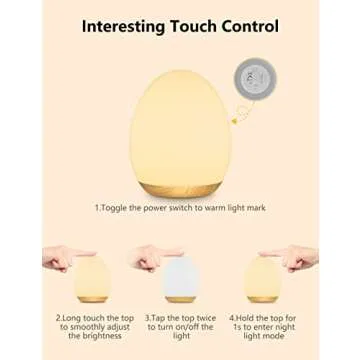 MediAcous Night Lights for Kids Room, Baby Night Light with 7 Colors Changing & Dimming Function, Rechargeable Kids Night Light with 1 Hour Timer & Touch Control, Up to 100H, Wood Grain