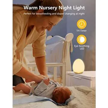 MediAcous Night Lights for Kids Room, Baby Night Light with 7 Colors Changing & Dimming Function, Rechargeable Kids Night Light with 1 Hour Timer & Touch Control, Up to 100H, Wood Grain