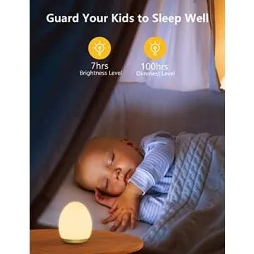 MediAcous Night Lights for Kids Room, Baby Night Light with 7 Colors Changing & Dimming Function, Rechargeable Kids Night Light with 1 Hour Timer & Touch Control, Up to 100H, Wood Grain