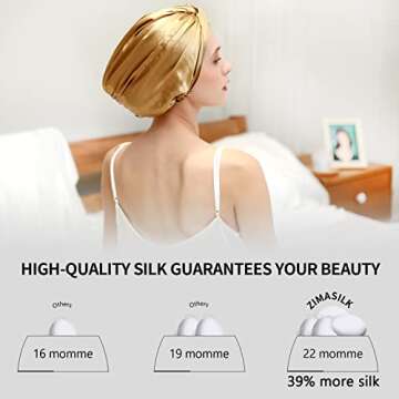 ZIMASILK 22 Momme 100% Mulberry Silk Bonnet for Sleeping & Women Hair Care, Highest Grade 6A Silk Ha...