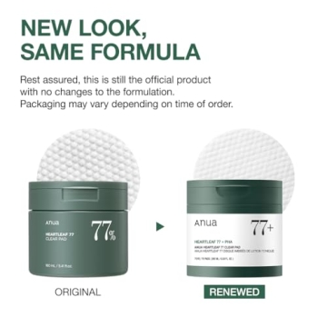 ANUA Heartleaf 77 Toner Pad, Mild Exfoliating Facial Pads for Glass Skin, Hydrating Pore Care for Sensitive Skin, Heartleaf Extract, PHA, Centella, Non comedogenic, Korean Skin Care (70 Pads)