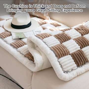 cjc Thick Couch Covers Plaid Chair Cushions Wear-Resistant Pet Couch Cover Rug with Silicone Anti-Slip Particles Couch Cushions for Sofa Windowsill (Dark Brown, 70 * 150cm (27.6 * 59.06in))