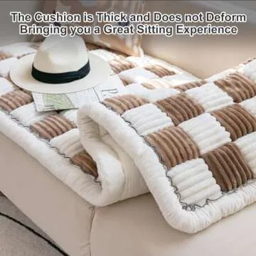 cjc Thick Couch Covers Plaid Chair Cushions Wear-Resistant Pet Couch Cover Rug with Silicone Anti-Slip Particles Couch Cushions for Sofa Windowsill (Dark Brown, 70 * 150cm (27.6 * 59.06in))