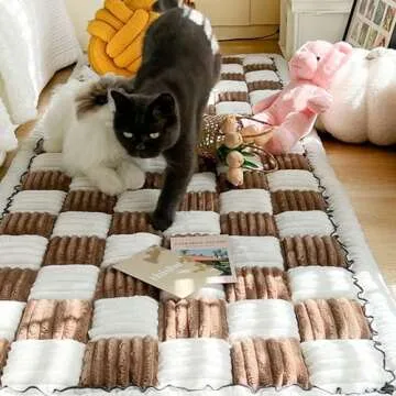 cjc Thick Couch Covers Plaid Chair Cushions Wear-Resistant Pet Couch Cover Rug with Silicone Anti-Slip Particles Couch Cushions for Sofa Windowsill (Dark Brown, 70 * 150cm (27.6 * 59.06in))