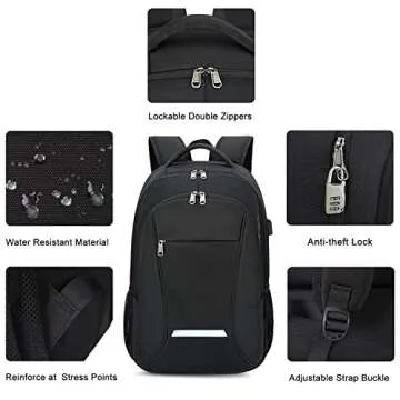 Durable XQXA Laptop Backpack with USB Charging Port