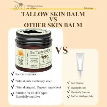 URQT Beef Tallow for Skin - Organic Grass-Fed Whipped Beef Tallow and Honey Balm - Deeply Moisturizing for Face & Body - Natural Skin Care for Soft, Supple Skin