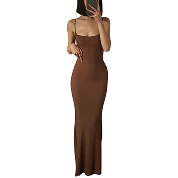 Brown Sleeveless Maxi Bodycon Dress Comfort & Style