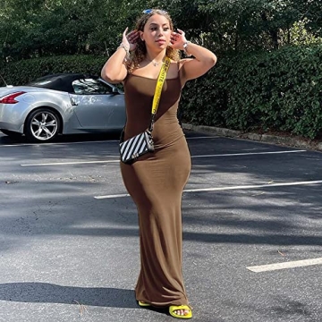 Brown Sleeveless Maxi Bodycon Dress Comfort & Style