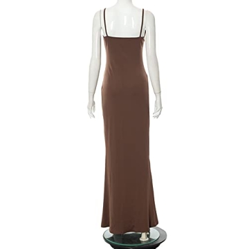 Brown Sleeveless Maxi Bodycon Dress Comfort & Style