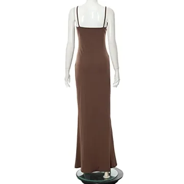 Brown Sleeveless Maxi Bodycon Dress Comfort & Style