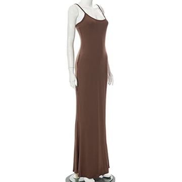 Brown Sleeveless Maxi Bodycon Dress Comfort & Style