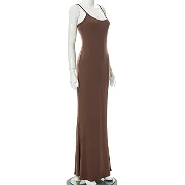Brown Sleeveless Maxi Bodycon Dress Comfort & Style