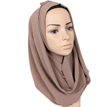 LMVERNA Popular Summer Hijab Scarf Luxurious Chiffon Hijab Long Scarf Wrap Scarves (Khaki)