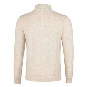 VOBOOM Men's Quarter Zip Sweater Casual Stand Collar Pullover Regular Fit (Beige, XX-Large)