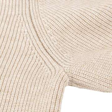 VOBOOM Men's Quarter Zip Sweater Casual Stand Collar Pullover Regular Fit (Beige, XX-Large)