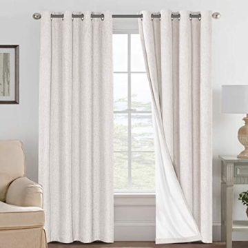 H.VERSAILTEX 100% Blackout Curtains Linen Textured Blackout Curtains for Bedroom Full Light Blocking...