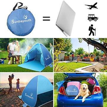 Beach Tent, Sunba Youth Beach Shade, Anti UV Instant Portable Tent Sun Shelter, Pop Up Baby Beach Tent, for 2-3 Person
