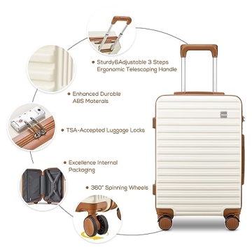 imiomo 20 Inch Expandable Carry-On Suitcase with Spinner Wheels