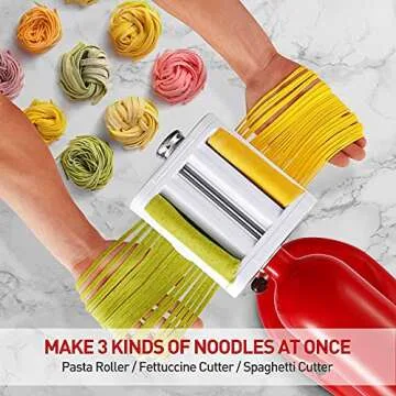Pasta Maker Attachment for Kitchenaid Stand Mixers 3 in 1 Set Includes Pasta Roller Spaghetti Cutter & Fettuccine Cutter, Pasta Attachment for By Jovan Home