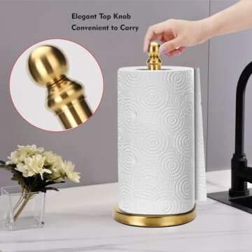 Fatizon Gold Paper Towel Holder for Easy One-Handed Use