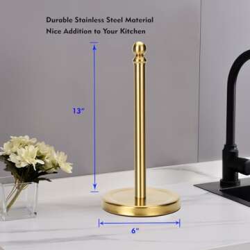Fatizon Gold Paper Towel Holder for Easy One-Handed Use