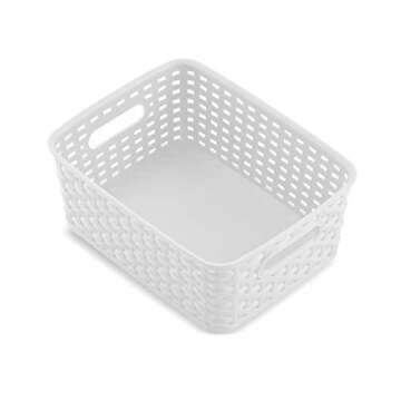 Set of 6 Plastic Storage Baskets - Small Pantry Organizer Basket Bins - Household Organizers with Cu...