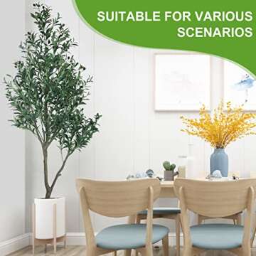 HaiSpring Artificial Olive Tree 7ft (84'') Fake Silk Tree Perfect with Realistic Faux Olive Branches and Fruits, Artificial Tree for Modern Living Rooms House Office & Housewarming Party Decor