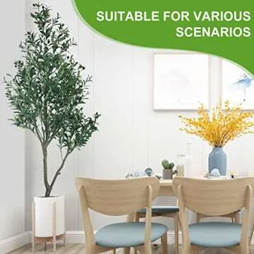 HaiSpring Artificial Olive Tree 7ft (84'') Fake Silk Tree Perfect with Realistic Faux Olive Branches and Fruits, Artificial Tree for Modern Living Rooms House Office & Housewarming Party Decor