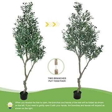 HaiSpring Artificial Olive Tree 7ft (84'') Fake Silk Tree Perfect with Realistic Faux Olive Branches and Fruits, Artificial Tree for Modern Living Rooms House Office & Housewarming Party Decor