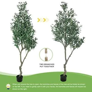 HaiSpring Artificial Olive Tree 7ft (84'') Fake Silk Tree Perfect with Realistic Faux Olive Branches and Fruits, Artificial Tree for Modern Living Rooms House Office & Housewarming Party Decor