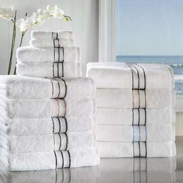 SIMPLI-MAGIC 79508 8-Piece Premium Set, 2 Bath, 2 Hand, 4 Wash Cloths, 100% Ring Spun Cotton Highly Absorbent Towels for Bathroom, Gym, Hotel, and Spa, (2) 27" X 54" (2) 16" x 30" (4) 13" x 13", Blue