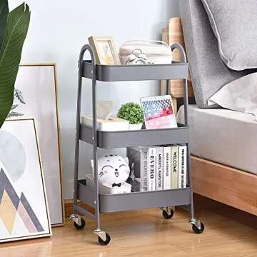 3-Tier Utility Rolling Cart for Home Office Organization