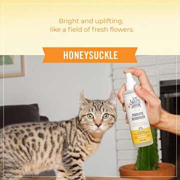 SKOUT'S HONOR Cat Deodorizer Spray- Hydrating Daily-Use with Avocado Oil & Omega-3s, Paraben & Sulfate-Free, 97% Natural, 8oz, Honesuckle