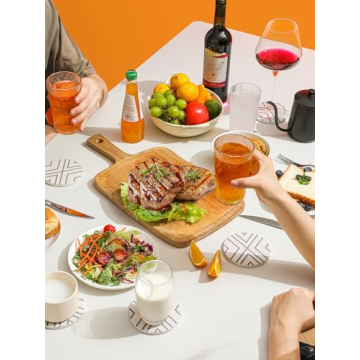 LIFVER Ceramic Drink Coasters Absorbent Slip-Resistant Elegant
