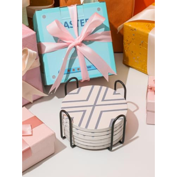 LIFVER Ceramic Drink Coasters Absorbent Slip-Resistant Elegant