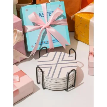 LIFVER Ceramic Drink Coasters Absorbent Slip-Resistant Elegant