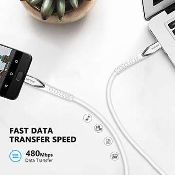 KINPS USB C to USB C Cable 6ft, 60W Type C Fast Charger Cord Compatible with iPad Pro 2020/2018, Pixel 2/3/4 XL, Galaxy S20/S10/Note 10, White