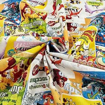 E. E. Schenck Disney Posters The Greatest Love Story Ever Told Multi Quilt Fabric By The Yard, Multicolor