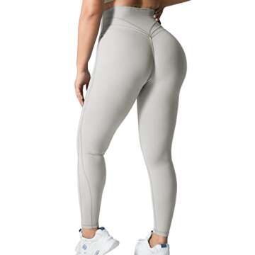 YEOREO Grace Workout Leggings for Women Butt Lifting Tummy Control High Waist Gym Yoga Compression Pants White Grey S