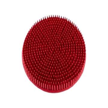 Paw Brothers Soft Rubber Curry Brush Dogs, Small Short Hair Dogs and Cats, Dog Bath Brush, Reduce Shedding, Gentle Bristles for Grooming, Massage and Stimulates Hair, Remove Loose Fur, Red, 2.8 Inch