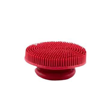Paw Brothers Soft Rubber Curry Brush Dogs, Small Short Hair Dogs and Cats, Dog Bath Brush, Reduce Shedding, Gentle Bristles for Grooming, Massage and Stimulates Hair, Remove Loose Fur, Red, 2.8 Inch