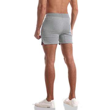 EVERWORTH Men's Solid Gym Workout Shorts Bodybuilding Running Fitted Training Jogging Short Pants with Zipper Pocke Lgrey S Tag L