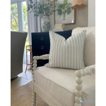 Jillien Harbor Throw Pillow for Home Harvey Seersucker Style Pillow Cover Coastal Grandmillennial Pillow Cover 20" x 20" 50 cm x 50 cm Grandmillennial Home Decor Coastal Home Decor