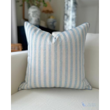 Jillien Harbor Throw Pillow for Home Harvey Seersucker Style Pillow Cover Coastal Grandmillennial Pillow Cover 20" x 20" 50 cm x 50 cm Grandmillennial Home Decor Coastal Home Decor