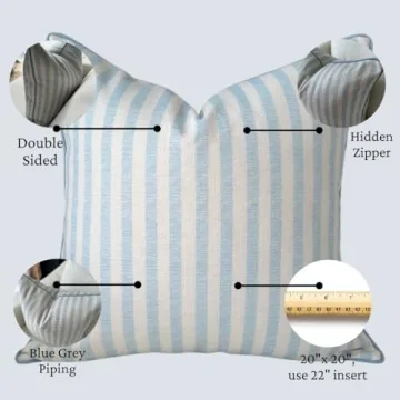 Jillien Harbor Throw Pillow for Home Harvey Seersucker Style Pillow Cover Coastal Grandmillennial Pillow Cover 20" x 20" 50 cm x 50 cm Grandmillennial Home Decor Coastal Home Decor